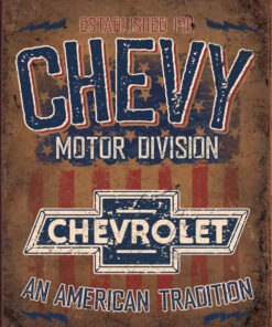 12 1/2" X 16" TIN SIGN CHEVY MOTOR DIVISION AMERICAN TRADITION METAL SIGN NEW