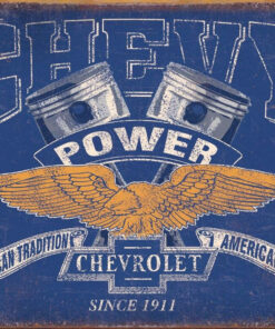 16" X 12 1/2" TIN SIGN CHEVY POWER SINCE 1911 METAL SIGN NEW