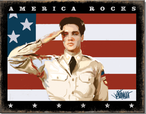 16" X 12 1/2" TIN SIGN ELVIS AMERICA ROCKS METAL SIGN NEW