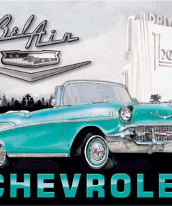16" X 12.5" TIN SIGN 1957 CHEVY BEL AIR CHEVROLET METAL SIGN NEW