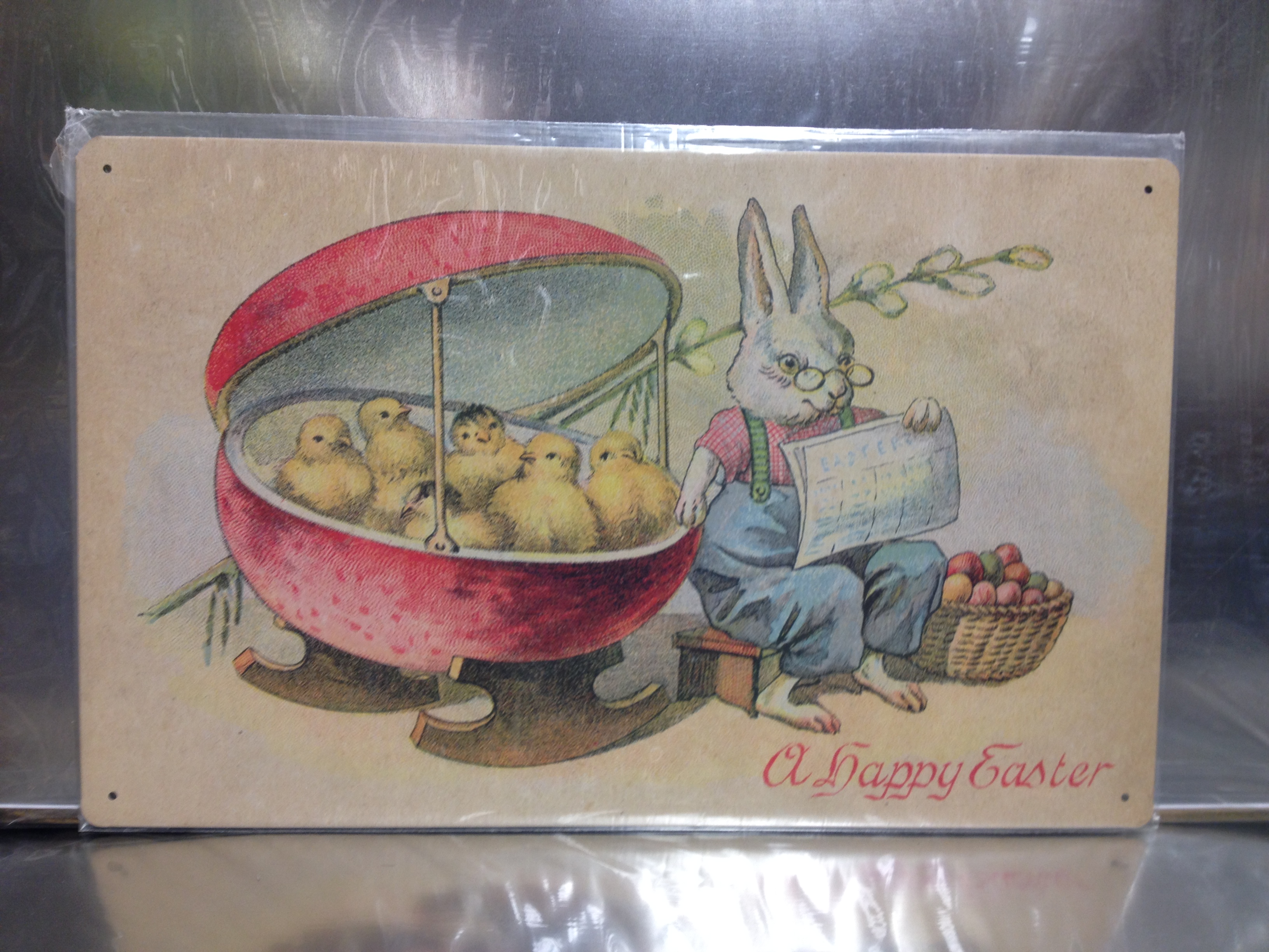 16" X 10" TIN SIGN A HAPPY EASTER METAL SIGN NEW Gettysburg Souvenirs