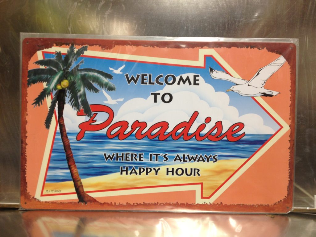 Tin Sign Welcome To Paradise 30.5x10.1cm 