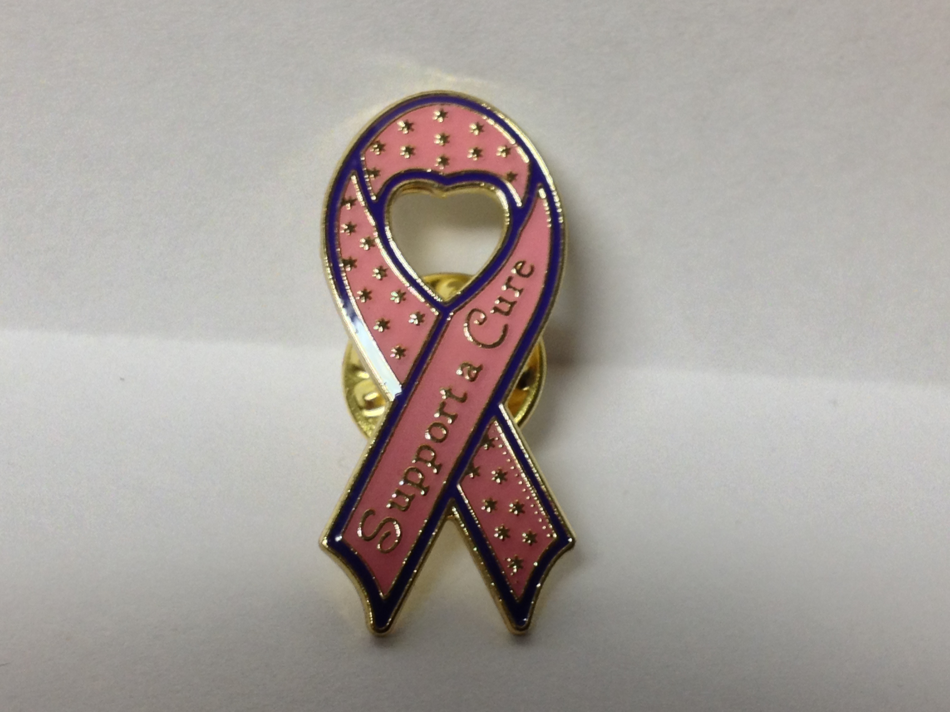 PINK SUPPORT THE CURE AWARENESS RIBBON LAPEL PIN HAT TAC NEW 