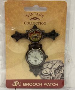 Vintage Collection Civil War 2 Flags With Cannon Image Brooch Watch New