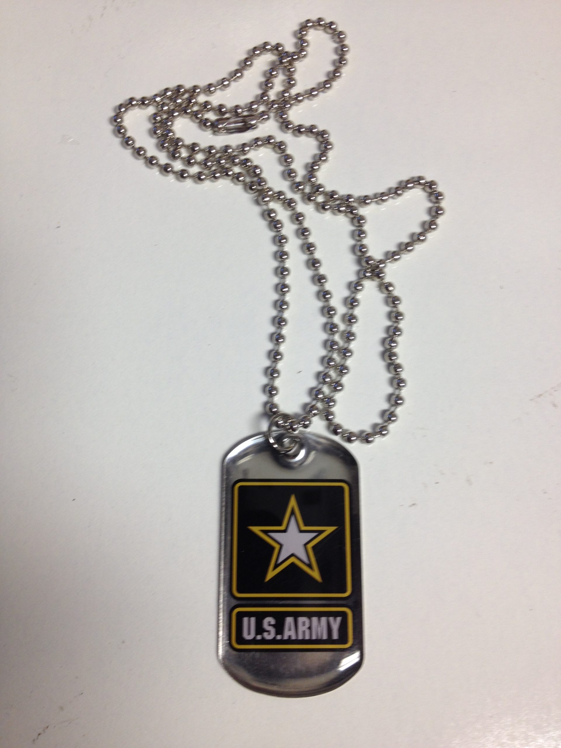 Us Army 24 Sterling Silver Dog Tag Medal With Stainless Steel