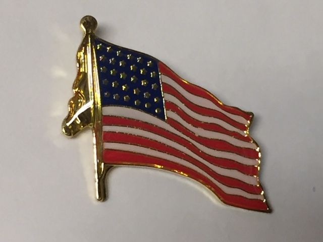 UNITED STATES US WAVING FLAG ON POLE WITH TASSEL LAPEL PIN HAT TAC NEW ...