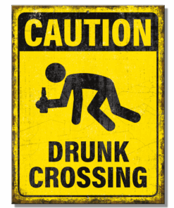 8 1/4" X 10 3/4" TIN SIGN CAUTION DRUNK CROSSING METAL SIGN NEW