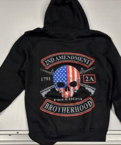 2ND AMENDMENT BROTHERHOOD FREEDOM 1791 SKULL CROSSED GUNS HOODED SWEATSHIRT NEW