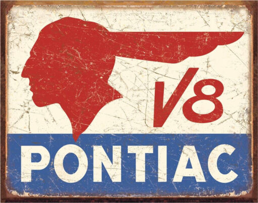 16" X 12.5" TIN SIGN PONTIAC V8 METAL SIGN NEW