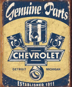 12 1/2" X 16" TIN SIGN GENUINE PARTS CHEVY PISTONS CHEVROLET METAL SIGN NEW