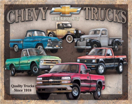 16" X 12 1/2" CHEVY TRUCKS TRIBUTE METAL SIGN NEW