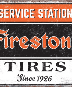 16" X 12 1/2" TIN SIGN FIRESTONE TIRES SERVICE STATION SINCE 1926 METAL SIGN NEW