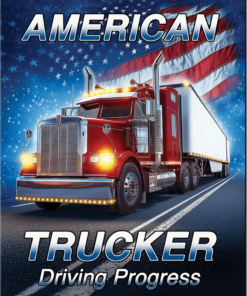 12 1/2" X 16" TIN SIGN AMERICAN TRUCKER DRIVING IN PROGRESS METAL SIGN NEW