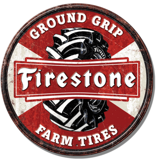 11.75" FIRESTONE GROUND GRIP FARM TIRES STEEL EMBOSSED SIGN NEW