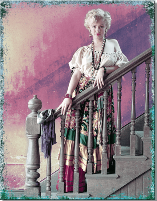 12 1/2" X 16" TIN SIGN MARILYN MONROE IN DRESS ON STAIRS METAL SIGN