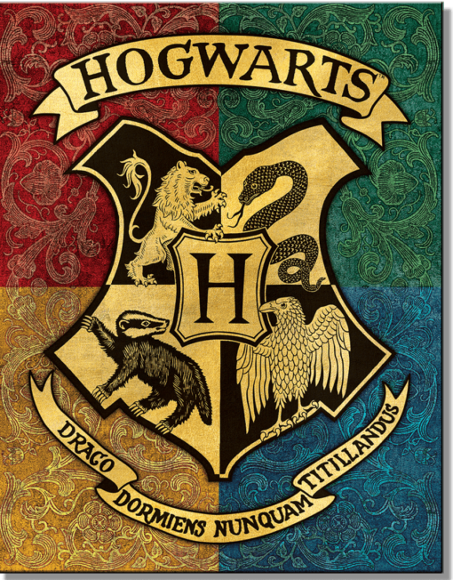 12 1/2" x 16" TIN SIGN HARRY POTTER HOGWARTS SHIELD WARNER BROTHERS METAL SIGN