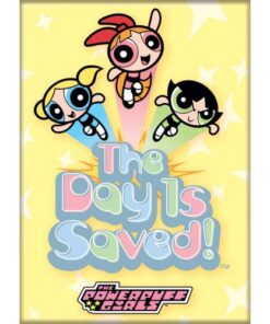 POWERPUFF GIRLS THE DAY IS SAVED!  ATA-BOY MAGNET 2.5” X 3.5” NEW