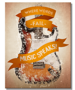 8 1/4" X 10 3/4" TIN SIGN WHERE WORDS FAIL MUSIC SPEAKS METAL SIGN NEW