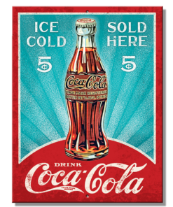 8 1/4" X 10 3/4" DRINK ICE COLD COCA-COLA 5 CENTS METAL SIGN NEW