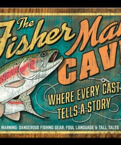 10 3/4" X 8 1/4" THE FISHER MAN CAVE EVERY CAST TELLS A STORY METAL SIGN NEW
