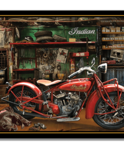 16" X 12 1/2" TIN SIGN INDIAN MOTORCYCLE GARAGE METAL SIGN NEW