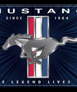 10 3/4" X 8 1/4" TIN SIGN MUSTANG THE LEGEND LIVES ON SICE 1964 METAL SIGN NEW