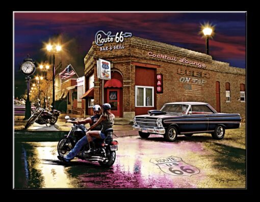 10 3/4" X 8 1/4" TIN SIGN RT 66 BAR & GRILL METAL SIGN NEW