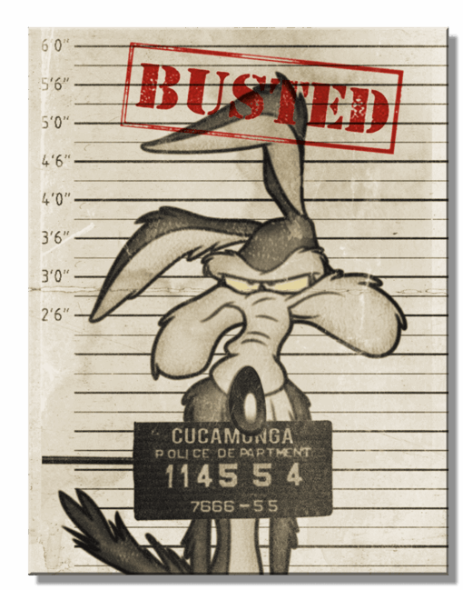 8 1/4" X 10 3/4" TIN SIGN BUSTED WILE E COYOTE METAL SIGN NEW