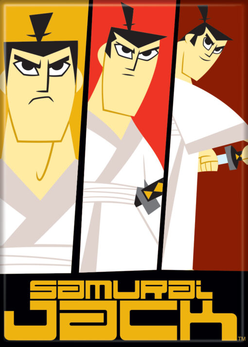 SAMURAI JACK THREE PANELS ATA-BOY MAGNET 2.5” X 3.5” NEW