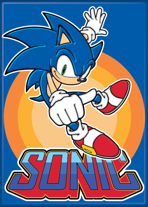SONIC THE HEDGEHOG ON BLUE  ATA-BOY MAGNET 2.5” X 3.5” NEW