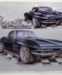 16" X 12.5" TIN SIGN CORVETTE SUPERCHARGED METAL SIGN NEW