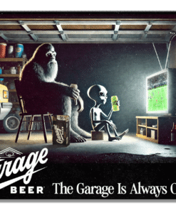 16" X 12 1/2" GARAGE BEER THE GARAGE IS ALWAYS OPEN METAL SIGN NEW