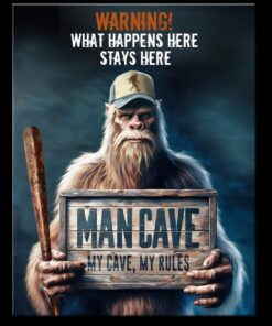 12 1/2" X 16" TIN SIGN SASQUATCH MAN CAVE MY CAVE MY RULES METAL SIGN NEW