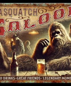 16" X 12 1/2" TIN SIGN SASQUATCH SALOON COLD DRINKS GREAT FRIENDS METAL SIGN NEW