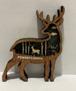 DEER PENNSYLVANIA WOODEN DI CUT REFRIGERATOR MAGNET NEW
