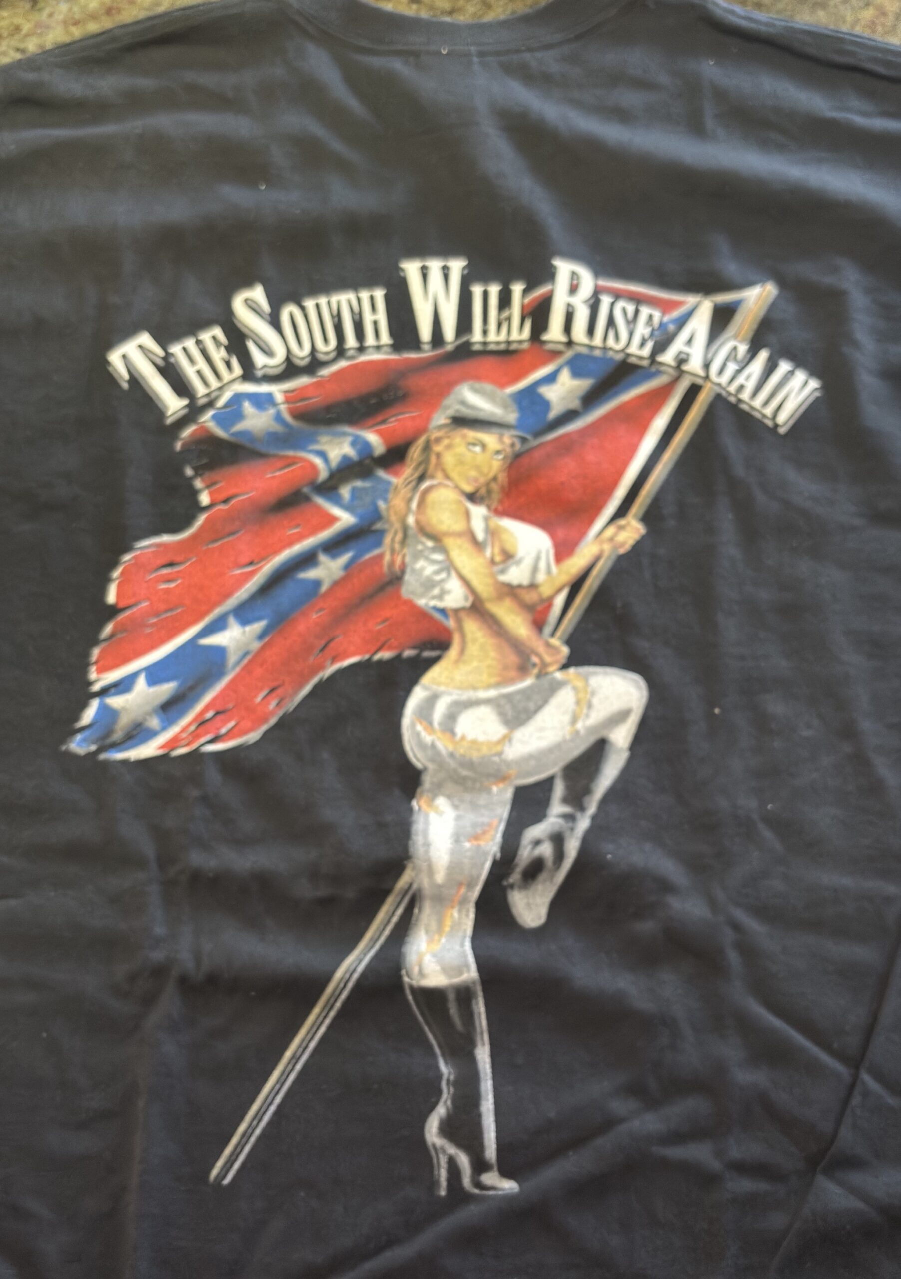 THE SOUTH WILL RISE AGAIN BLACK T-SHIRT TEE NEW (IMAGE ON BACK OF SHIRT)