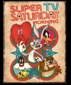 12 1/2" x 16" TIN SIGN SUPER TV SATURDAY MORNING LOONEY TUNES METAL SIGN