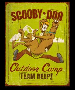 8 1/4" X 10 3/4" TIN SIGN SCOOBY DOO & SHAGGY OUTDOOR CAMP TEAM RELP METAL SIGN